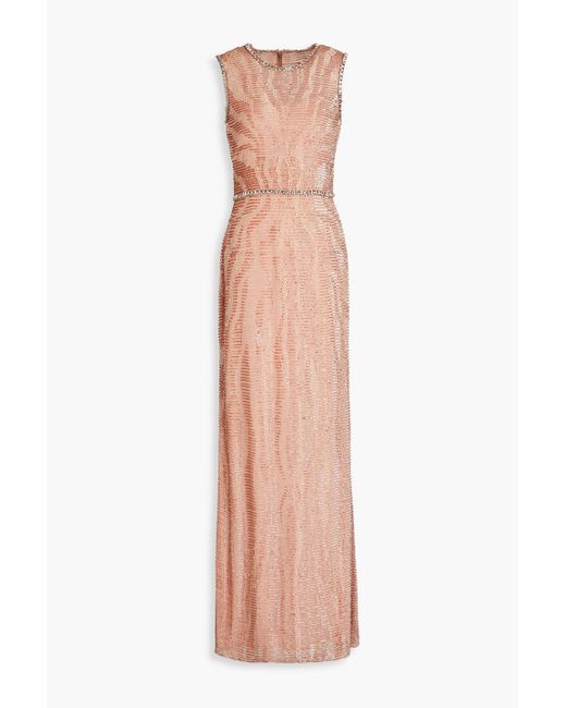 Jenny Packham Pink Embellished Georgette Gown