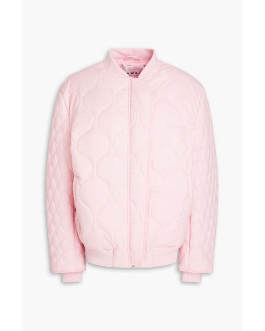 REMAIN Birger Christensen Pink Quilted Shell Bomber Jacket