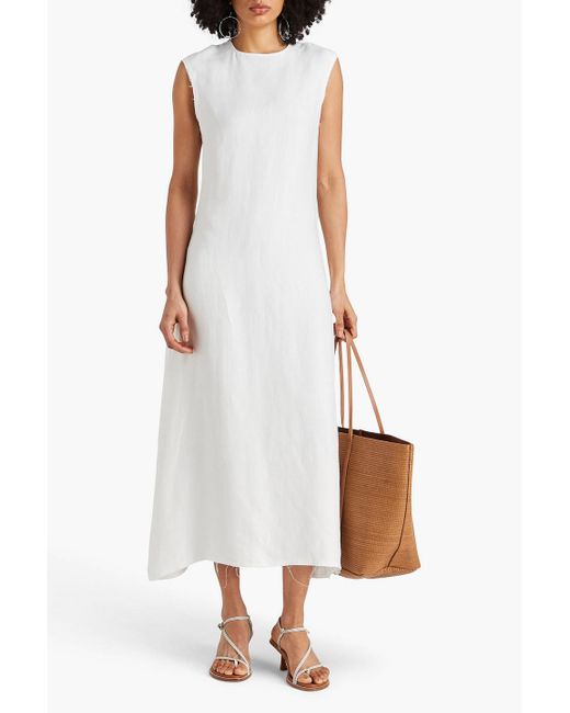 Loulou Studio White Sonora Linen-blend Twill Maxi Dress