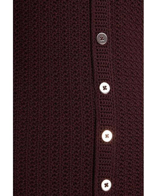 Claudie Pierlot Red Embellished Pointelle-knit Mini Dress