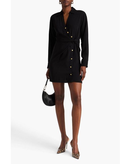 Veronica Beard Black Wright Wrap-Effect Crepe Mini Dress