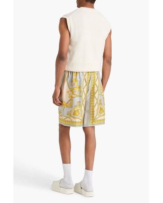 Versace Metallic Printed Silk-Twill Shorts for men