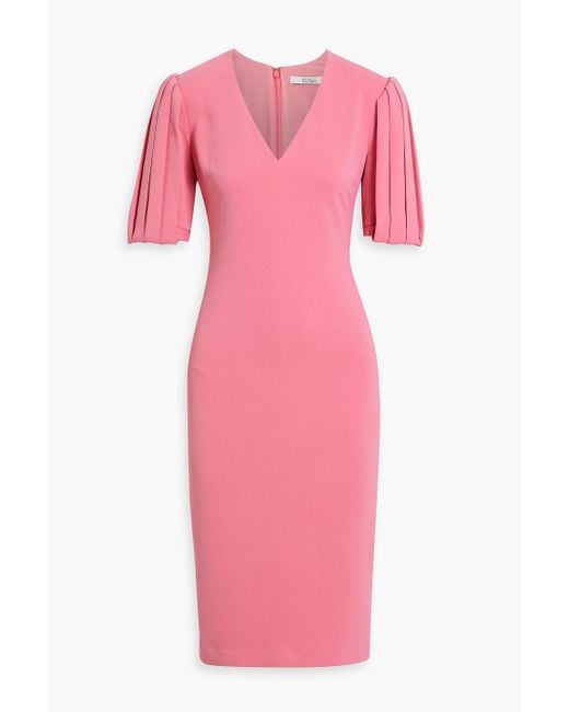 Badgley Mischka Pink Pleated Crepe Dress