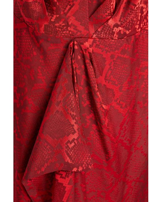 Jonathan Simkhai Red Giana robe aus glänzendem jacquard mit rüschen
