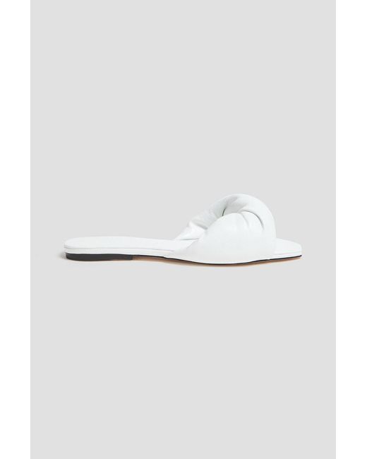 STUDIO AMELIA White Twisted Leather Slides