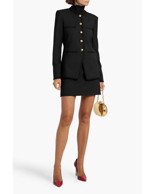 Veronica Beard Black Alessia Braid-Trimmed Twill Jacket