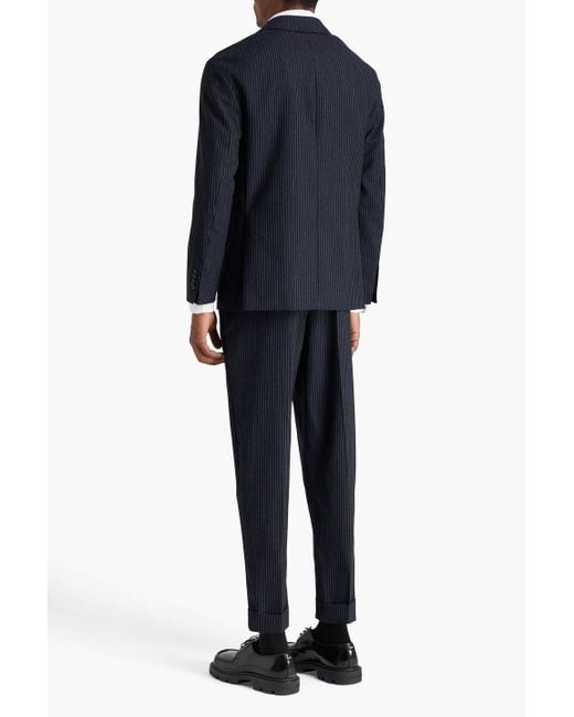 Officine Generale Blue Michel Pinstriped Wool Blazer for men