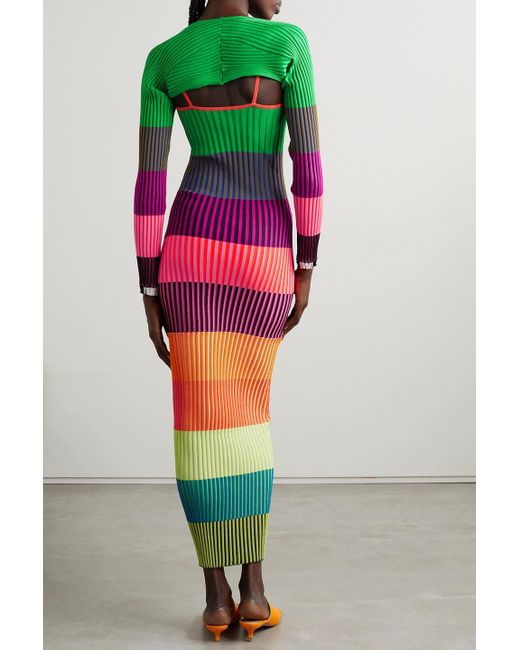 christopher john rogers hole-punch multicolor knit maxi dress CHRISTOPHER JOHN ROGERS Hole-Punch Multicolor Knit Maxi Dress