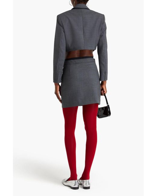 Sandro Gray Crystal-embellished Cropped Wool-blend Twill Blazer