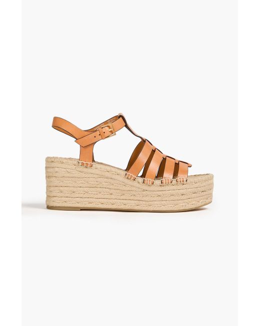 Tory Burch Brown Fisherman slingback-sandalen aus leder mit keilabsatz