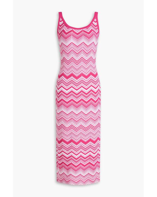 Missoni Pink Crochet-knit Midi Dress