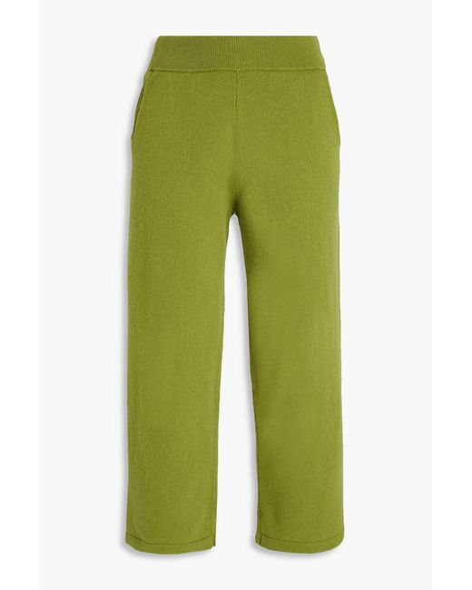 The Elder Statesman Green Cropped Merino Wool And Cashmere-blend Straight-leg Pants