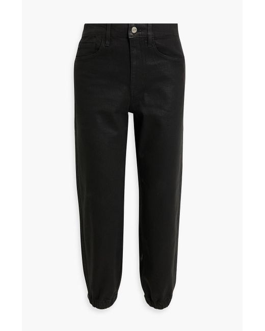 FRAME Denim The Lounge Cropped Coated Boyfriend Jeans in Black Lyst