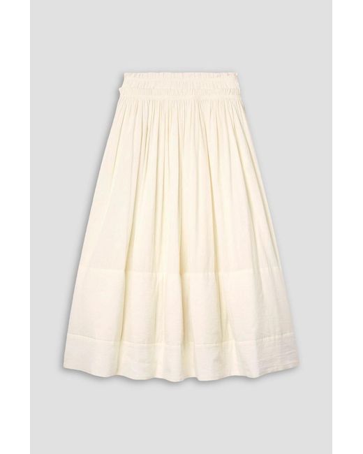 Tory Burch Natural Layered Cotton-gauze Midi Skirt