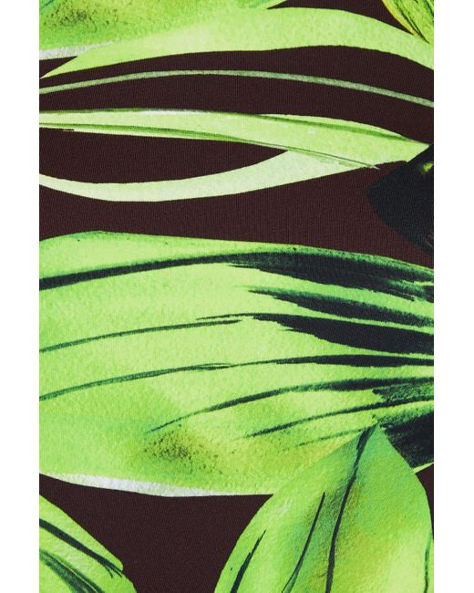 Louisa Ballou Green One-shoulder Cutout Printed Swimsuit