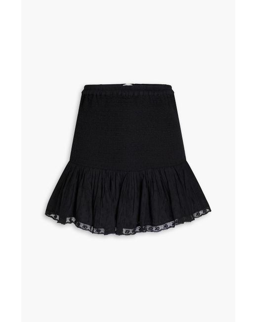 LoveShackFancy Black Miller Ruffled Swiss-dot Cotton Mini Skirt