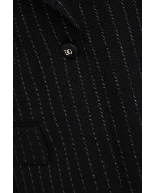 Dolce & Gabbana Black Pinstriped Wool-blend Blazer