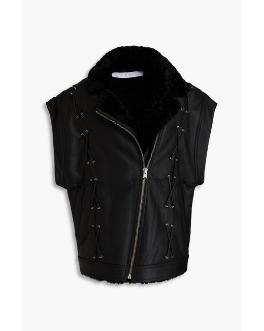 IRO Black Lace-up Leather Vest