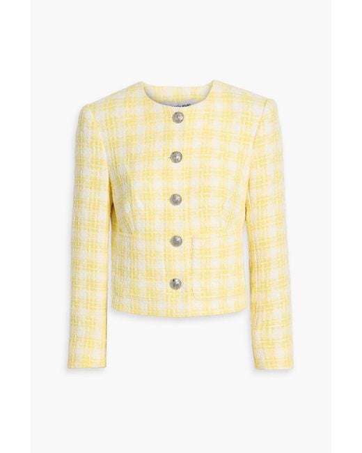Veronica Beard Yellow Nathan Checked Cotton-Blend Tweed Jacket