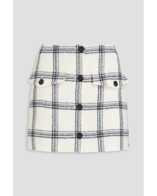 Sportmax White Checked Wool Mini Skirt