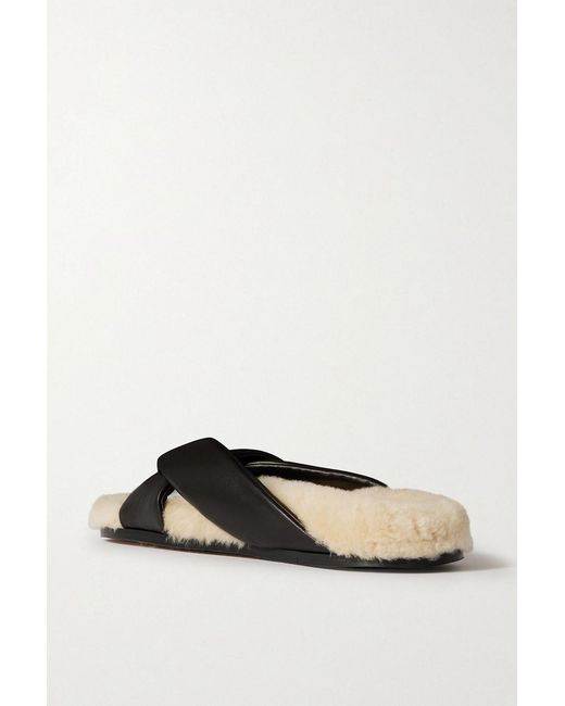 Emme Parsons Black Shearling-lined Leather Slides