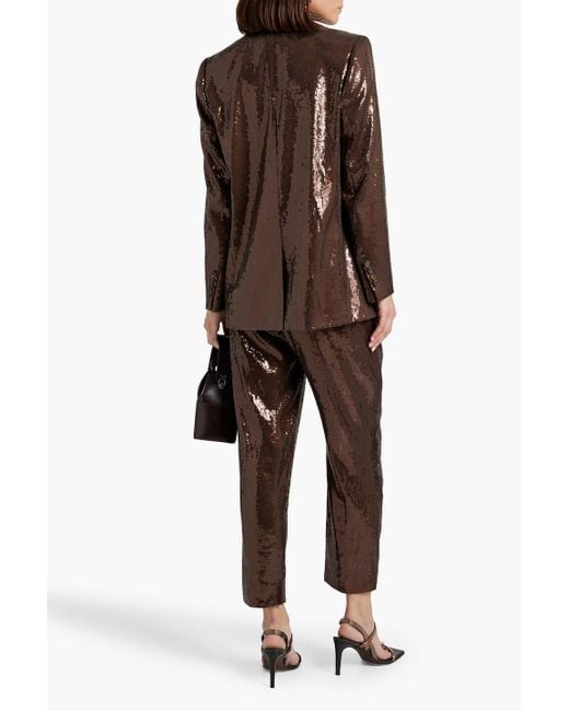 Brunello Cucinelli Brown Double-breasted Sequined Satin Suit