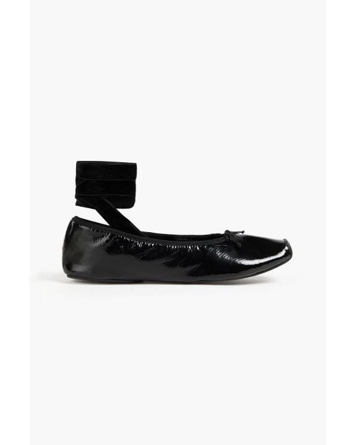 Tory Burch Black Ballerinas aus lackleder und samt