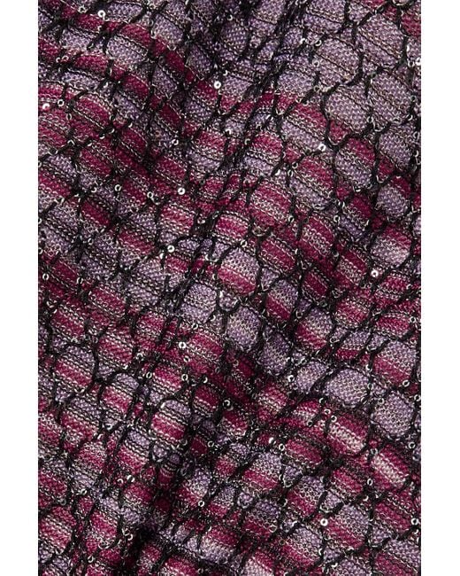 Missoni Purple Embellished Crochet-knit Mini Dress