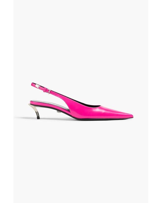 Versace Pink Pin Point Leather Slingback Pumps