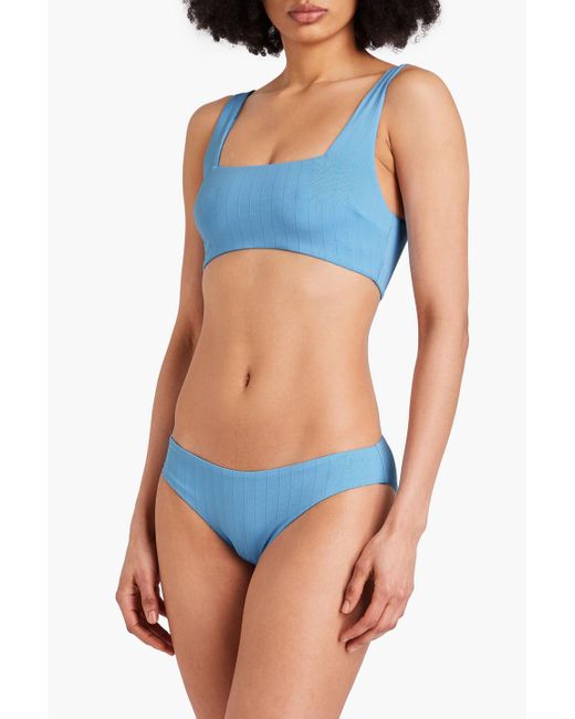 Onia Blue Amber Striped Bikini Top