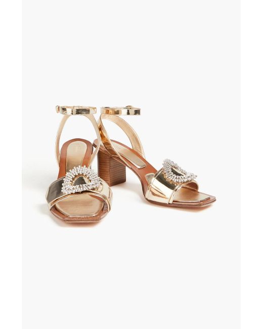 Alexandre Birman White Madelina Summer 60 Embellished Mirrored-leather Sandals