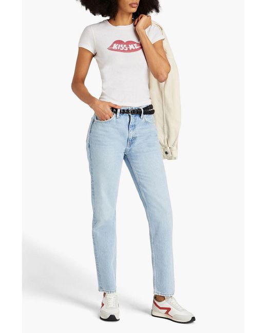 Re/done Blue 70s Faded High-rise Straight-leg Jeans