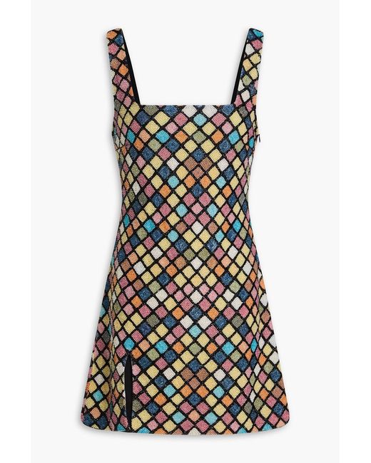 Staud Multicolor Le Sable Bead-Embellished Stretch-Tulle Mini Dress