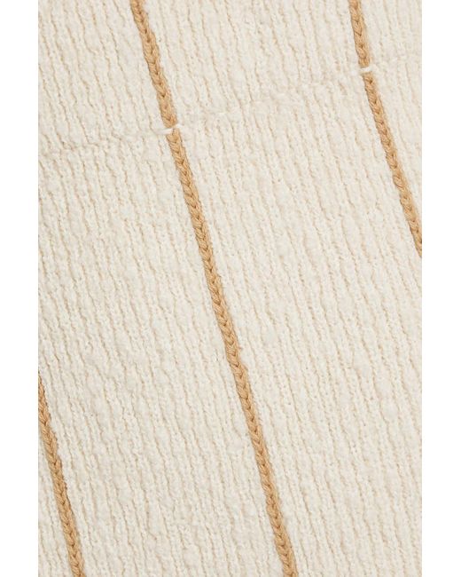 By Malene Birger Natural Hercula Striped Ribbed-Knit Midi Skirt