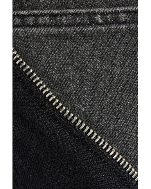 EB DENIM Black Gemini Zip-embellished High-rise Straight-leg Jeans