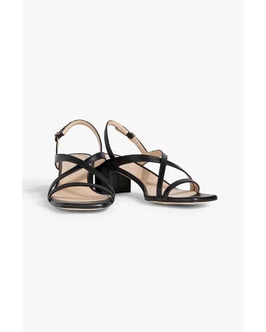 Stuart Weitzman Black Oasis 50 Leather Slingback Sandals