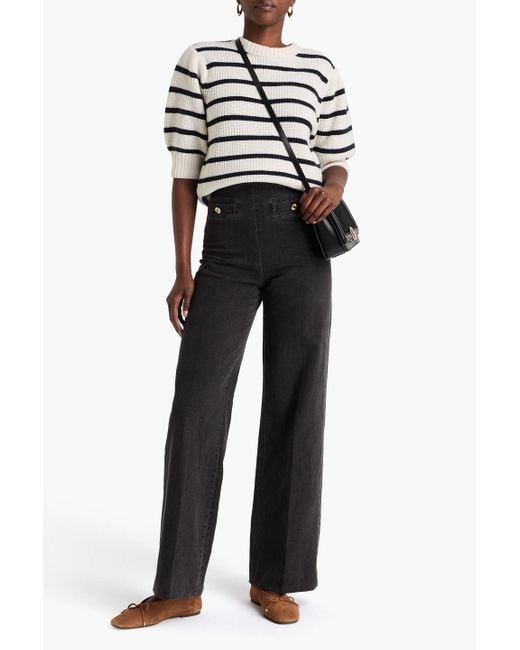 Sandro Black High-Rise Wide-Leg Jeans