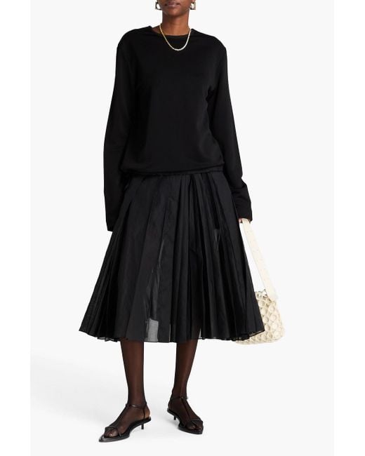 Jil Sander Black Twill-Trimmed Jersey Top