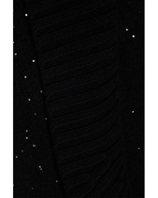 Autumn Cashmere Black Sequined Cashmere-blend Cardigan