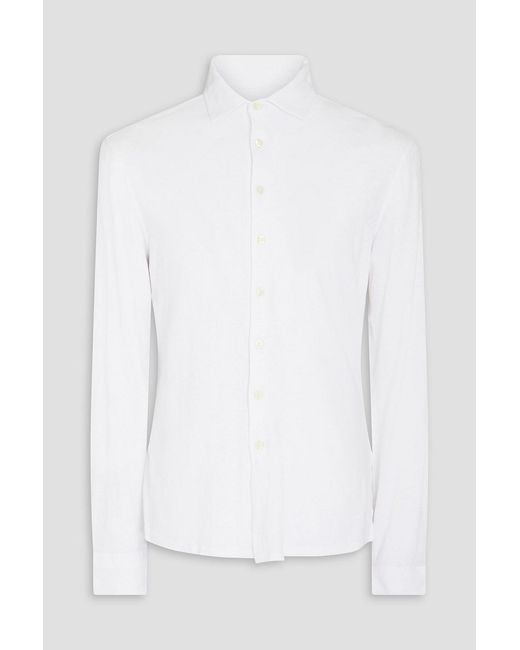 Frescobol Carioca White Cotton And Linen-Blend Jersey Shirt for men
