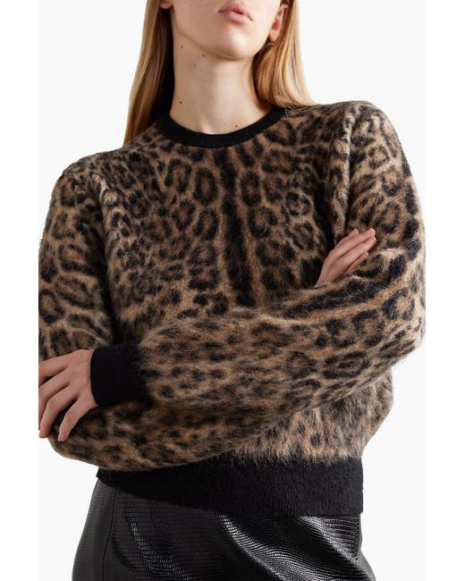 Dolce & Gabbana Brown Pullover aus gebürstetem jacquard-strick mit leopardenmuster