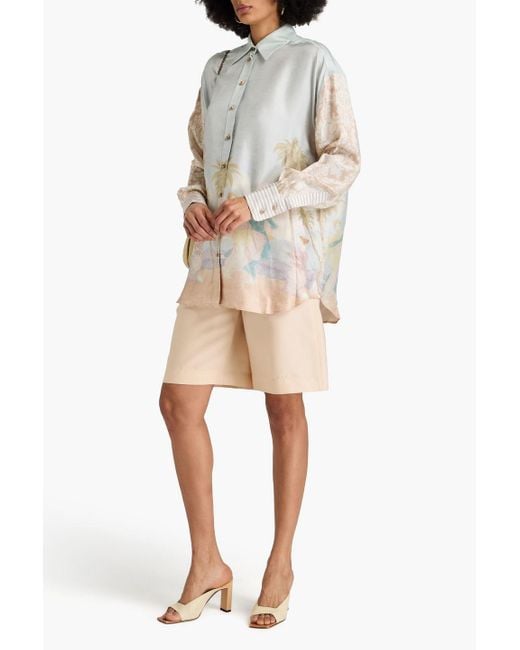 Zimmermann White Printed Silk-twill Shirt