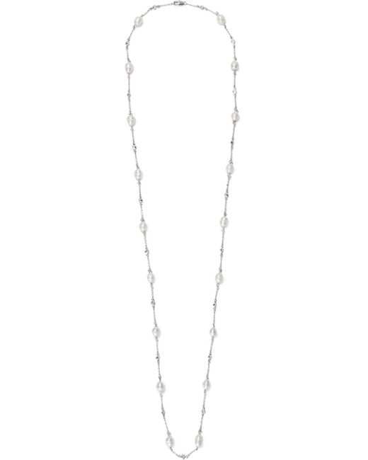 CZ by Kenneth Jay Lane Metallic Rhodium-plated, Faux Pearl And Crystal Necklace