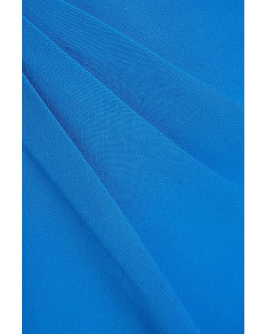 Halston Heritage Blue Liona Wrap-effect Draped Crepe Mini Dress