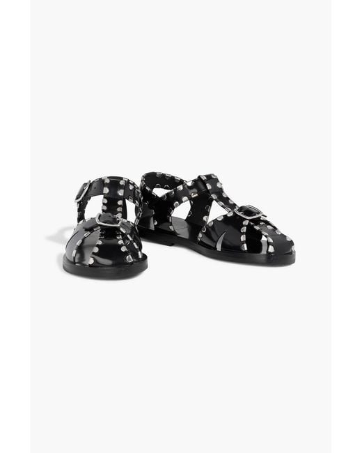 Bally Black Pasely Studded Glossed-Leather Sandals