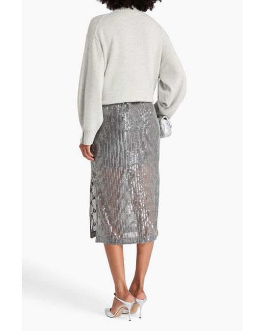 Brunello Cucinelli White Bead-Embellished Cashmere Turtleneck Sweater