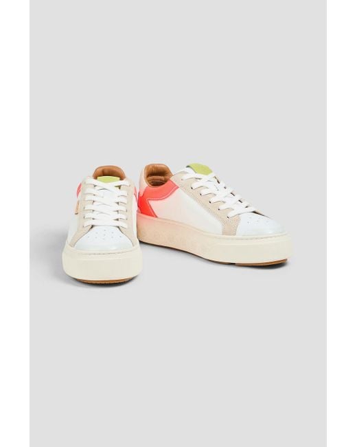 Tory Burch Pink Ladybug sneakers aus leder mit velourslederbesatz