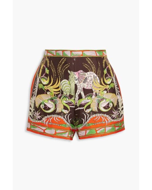 Emilio Pucci Brown Printed Silk-twill Shorts