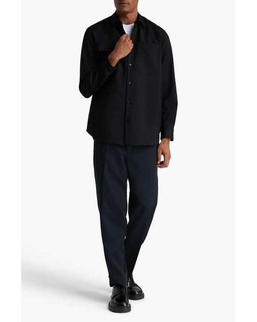 Jil Sander Black Wool-Gabardine Shirt for men