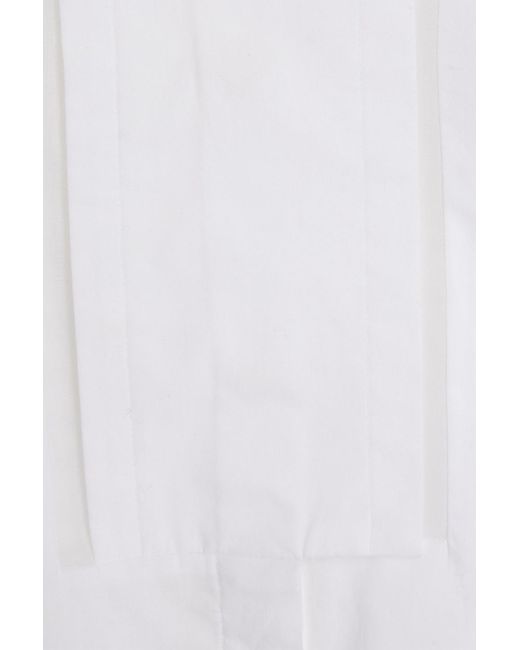 Gentry Portofino White Organza-trimmed Cotton-poplin Shirt